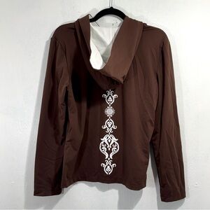 2PC Brown Athleta x Pranyama full zip hoodie+wide leg pants.Jacket M Pants S